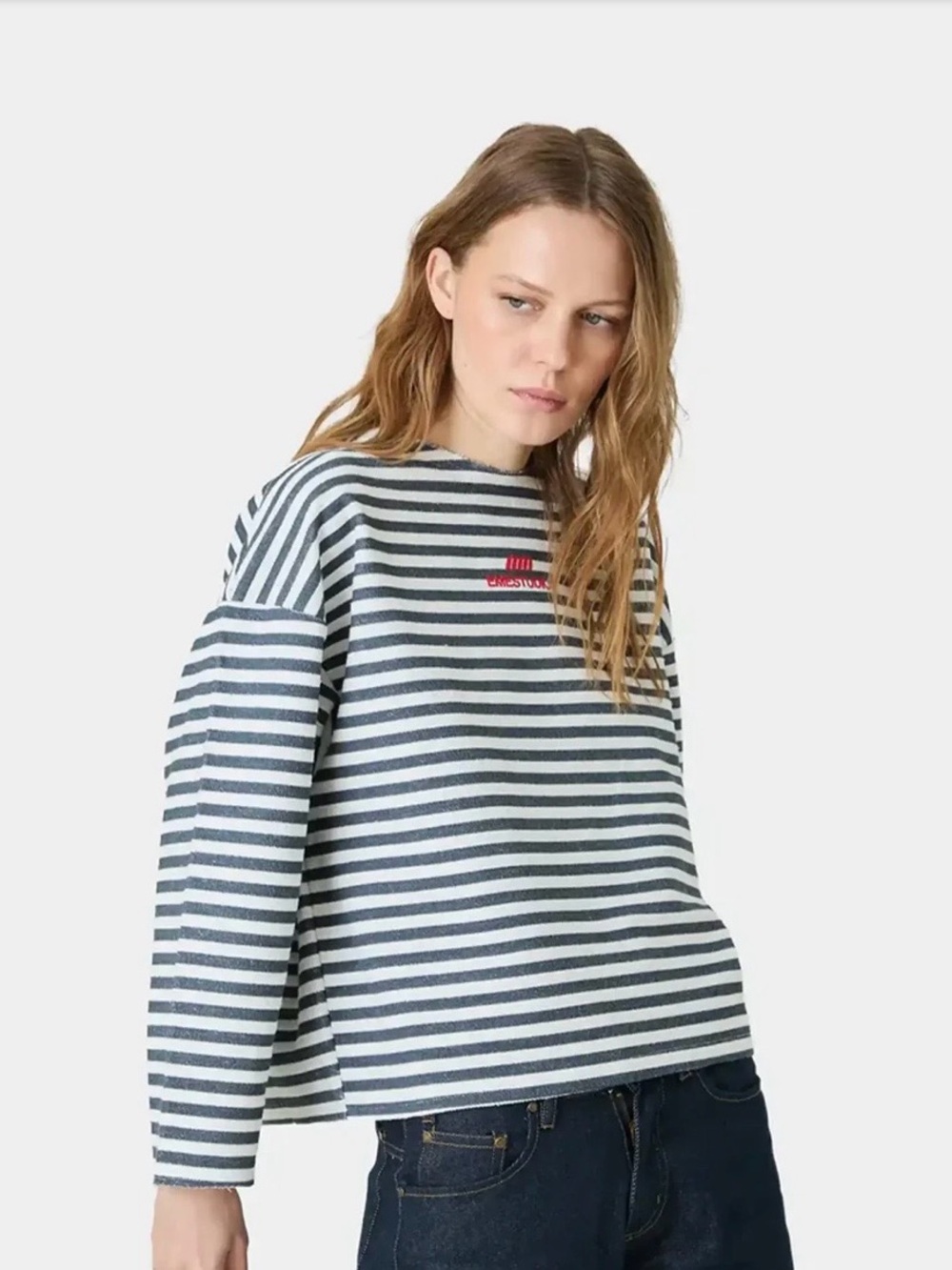 Striped Crewneck Sweater - Navy & White